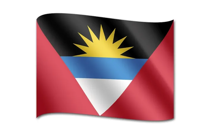 Gerahmter Druck : Die Flagge von Antigua und Barbuda Gerahmter Druck : Die Flagge von Antigua und Barbuda