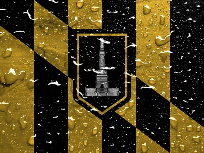 Gerahmter Druck : Baltimore-Flag mit Regentropfen. Gerahmter Druck : Baltimore-Flag mit Regentropfen.