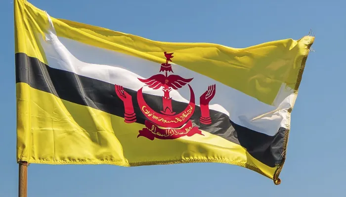 Gerahmter Druck : Die Flagge Bruneis weht im Wind. Gerahmter Druck : Die Flagge Bruneis weht im Wind.