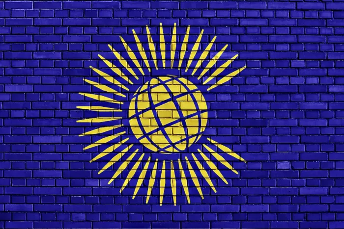 Gerahmter Druck : Flagge der Commonwealth of Nations auf Ziegelmauer gemalt. Gerahmter Druck : Flagge der Commonwealth of Nations auf Ziegelmauer gemalt.