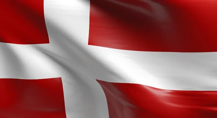 Gerahmter Druck : Flagge Dänemarks mit Hintergrund, 3D-Renderng.