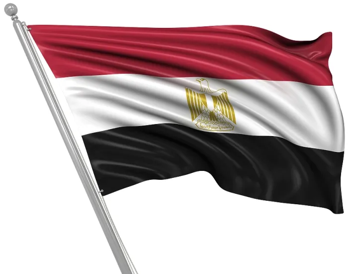 Gerahmter Druck : Flagge von Ägypten, isolierte Abbildung.