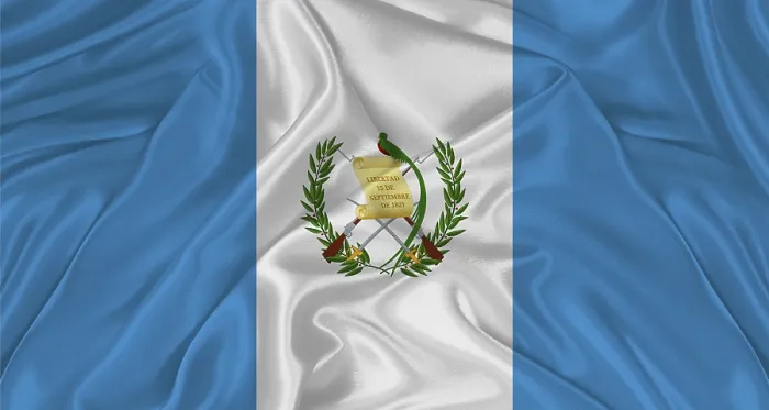 Gerahmter Druck : Flagge von Guatemala mit Stofftextur. Gerahmter Druck : Flagge von Guatemala mit Stofftextur.