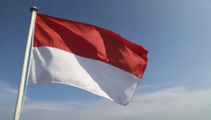 Gerahmter Druck : Die Flagge Indonesiens flattert im Wind. Gerahmter Druck : Die Flagge Indonesiens flattert im Wind.