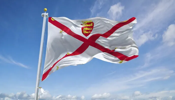 Gerahmter Druck : Das Flagge der Insel Jersey. Gerahmter Druck : Das Flagge der Insel Jersey.