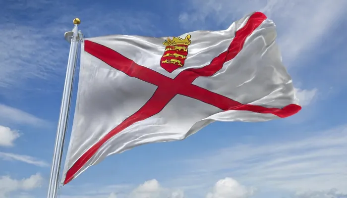Gerahmter Druck : Das Flagge der Insel Jersey. Gerahmter Druck : Das Flagge der Insel Jersey.