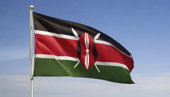 Gerahmter Druck : Die Flagge Kenias flattert im Wind. Gerahmter Druck : Die Flagge Kenias flattert im Wind.