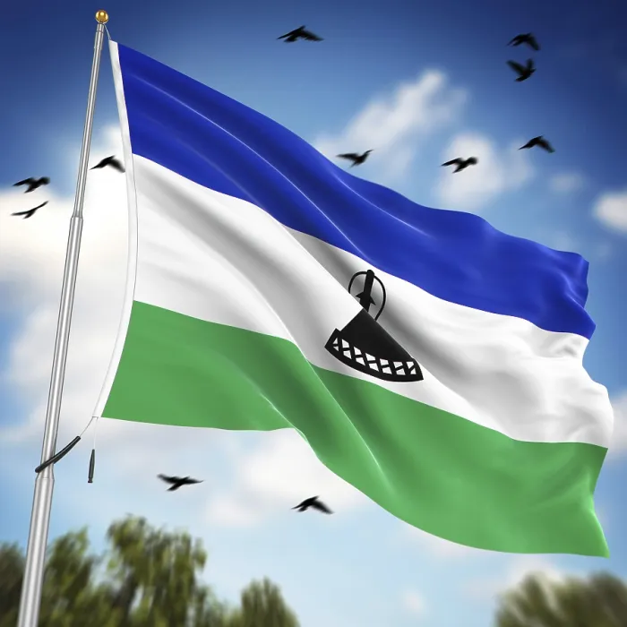 Gerahmter Druck : Flagge von Lesotho, Dies ist eine computer-generierte und 3D-gerenderte Abbildung. Gerahmter Druck : Flagge von Lesotho, Dies ist eine computer-generierte und 3D-gerenderte Abbildung.