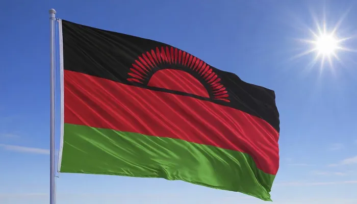 Gerahmter Druck : Das Flagge von Malawi flattert im Wind. Gerahmter Druck : Das Flagge von Malawi flattert im Wind.