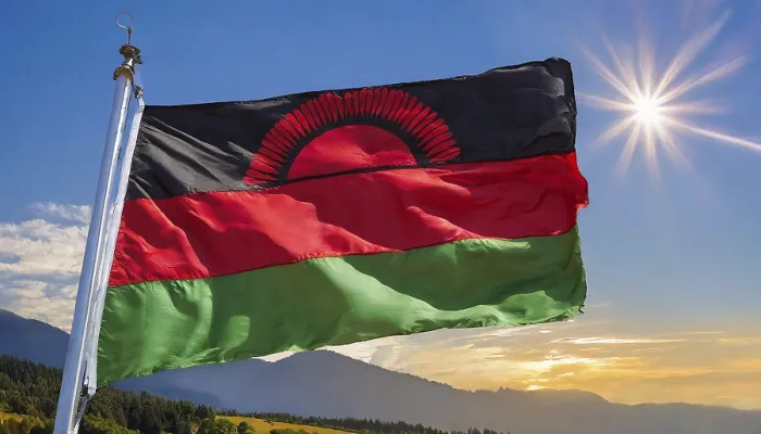 Gerahmter Druck : Das Flagge von Malawi, flatternd im Wind.