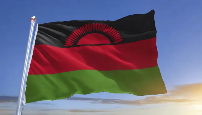 Gerahmter Druck : Das Flagge von Malawi, flatternd im Wind.
