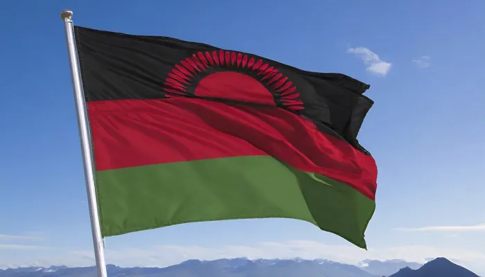 Gerahmter Druck : Die Flagge Malawis weht im Wind. Gerahmter Druck : Die Flagge Malawis weht im Wind.