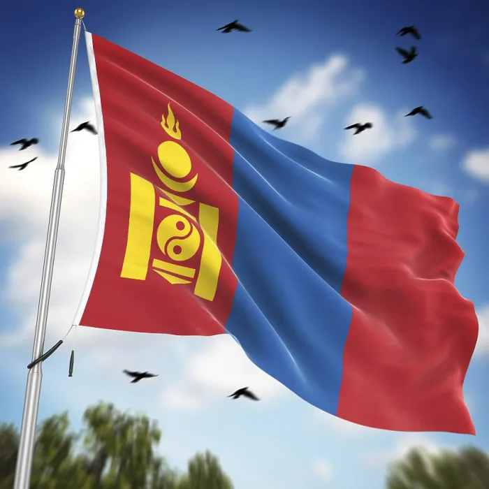 Gerahmter Druck : Flagge von Mongolei, Dies ist ein computer generierter und 3D-generierter Bild. Gerahmter Druck : Flagge von Mongolei, Dies ist ein computer generierter und 3D-generierter Bild.