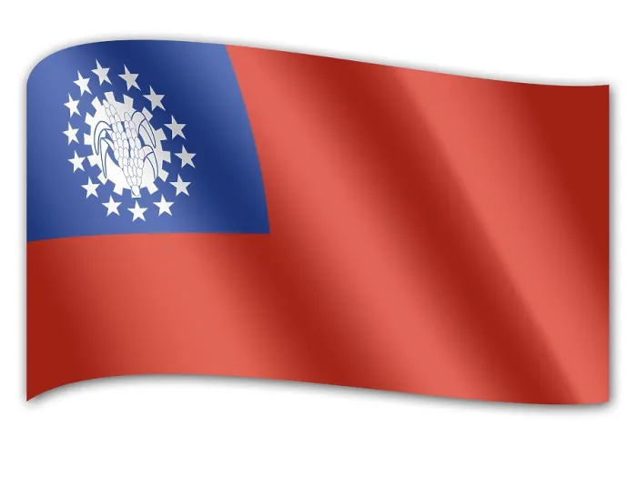 Gerahmter Druck : Flagge von Myanmar Gerahmter Druck : Flagge von Myanmar