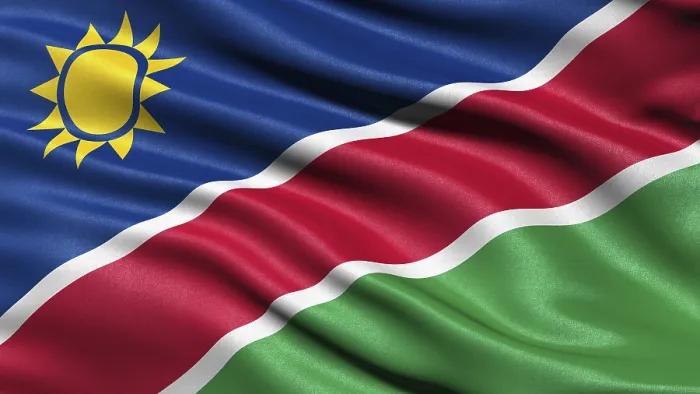 Gerahmter Druck : Flagge von Namibia, 3-D-Illustration. Gerahmter Druck : Flagge von Namibia, 3-D-Illustration.
