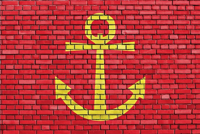 Gerahmter Druck : Flagge von Narvik auf Ziegelmauer gemalt. Gerahmter Druck : Flagge von Narvik auf Ziegelmauer gemalt.