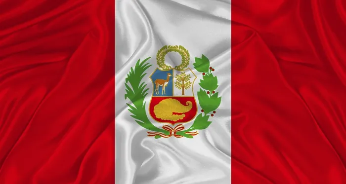 Gerahmter Druck : Peru-Flag mit Stofftextur. Gerahmter Druck : Peru-Flag mit Stofftextur.