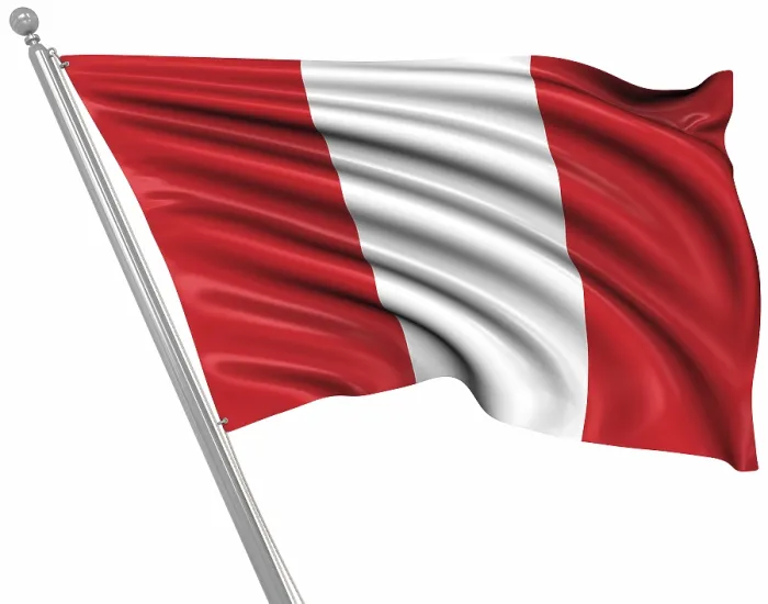 Gerahmter Druck : Flagge von Peru, Dies ist eine computer generierte und 3D-generierte Abbildung. Gerahmter Druck : Flagge von Peru, Dies ist eine computer generierte und 3D-generierte Abbildung.