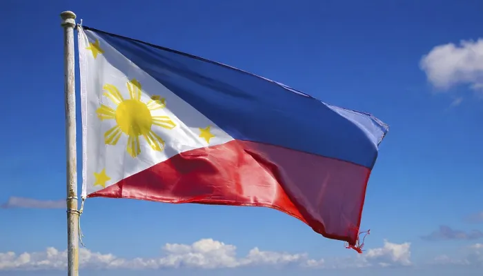 Gerahmter Druck : Das Flagge der Philippinen flattert im Wind. Gerahmter Druck : Das Flagge der Philippinen flattert im Wind.