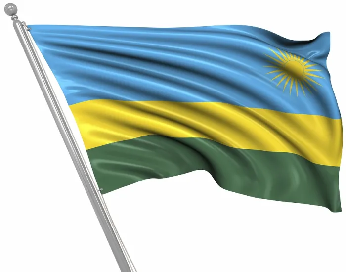 Gerahmter Druck : Flagge von Ruanda, Dies ist eine computer generierte und 3D-generierte Abbildung. Gerahmter Druck : Flagge von Ruanda, Dies ist eine computer generierte und 3D-generierte Abbildung.
