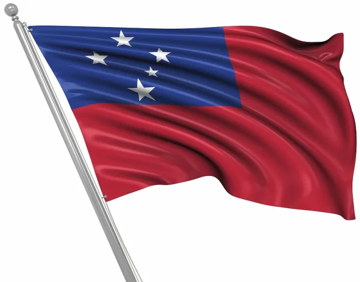 Gerahmter Druck : Flagge von Samoa, Dies ist eine computer-generierte und 3D-gerenderte Abbildung. Gerahmter Druck : Flagge von Samoa, Dies ist eine computer-generierte und 3D-gerenderte Abbildung.