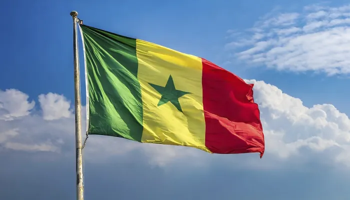 Gerahmter Druck : Das Flagge von Senegal weht im Wind. Gerahmter Druck : Das Flagge von Senegal weht im Wind.