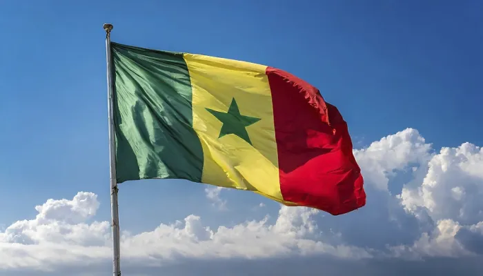Gerahmter Druck : Das Flagge von Senegal weht im Wind. Gerahmter Druck : Das Flagge von Senegal weht im Wind.