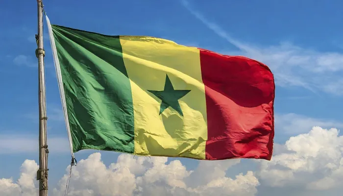 Gerahmter Druck : Das Flagge von Senegal flattert im Wind. Gerahmter Druck : Das Flagge von Senegal flattert im Wind.