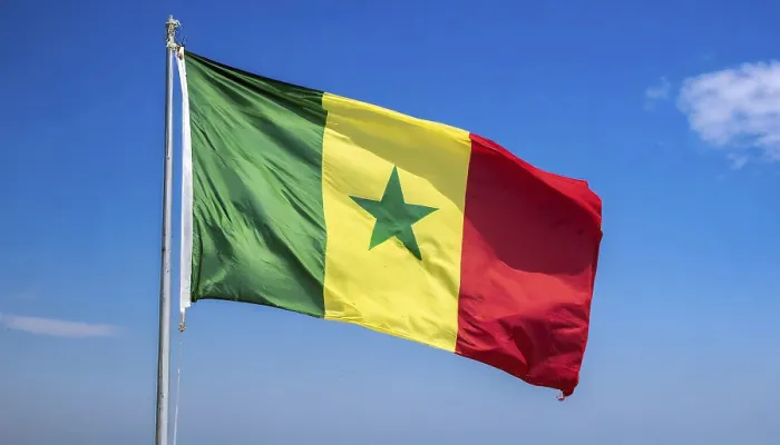 Gerahmter Druck : Das Flagge von Senegal weht im Wind. Gerahmter Druck : Das Flagge von Senegal weht im Wind.