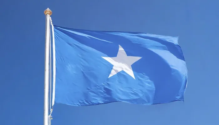 Gerahmter Druck : Das Flagge von Somalia weht im Wind. Gerahmter Druck : Das Flagge von Somalia weht im Wind.
