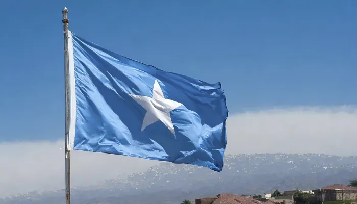 Gerahmter Druck : Das Flagge von Somalia, flatternd im Wind. Gerahmter Druck : Das Flagge von Somalia, flatternd im Wind.