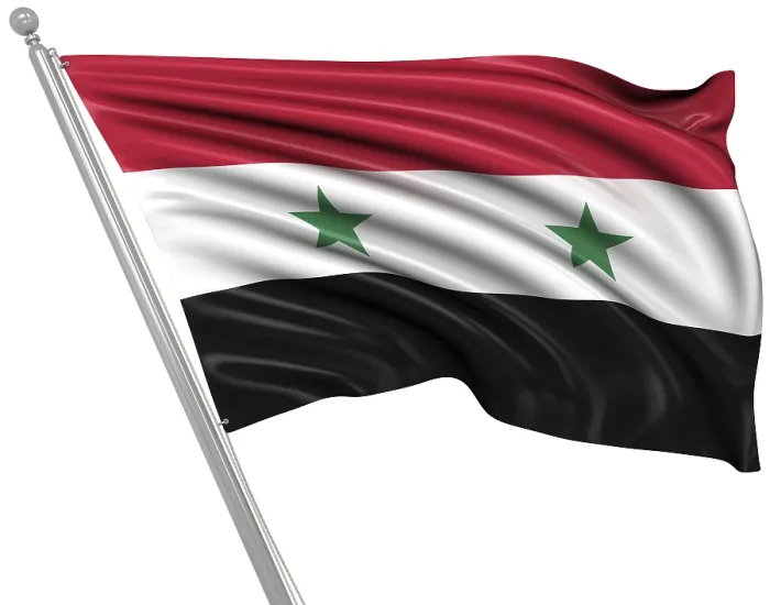Gerahmter Druck : Flagge des Syrien, 3D-gesetzter Bild. Gerahmter Druck : Flagge des Syrien, 3D-gesetzter Bild.