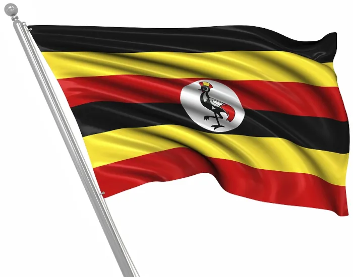 Gerahmter Druck : Flagge von Uganda, Dies ist eine computer-generierte und 3D-gerenderte Abbildung. Gerahmter Druck : Flagge von Uganda, Dies ist eine computer-generierte und 3D-gerenderte Abbildung.