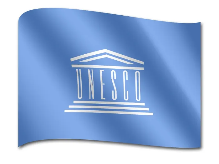 Gerahmter Druck : Die Flagge der UNESCO Gerahmter Druck : Die Flagge der UNESCO