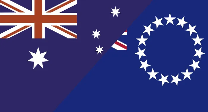 Gerahmter Druck : Flaggen von Australien und Cookinseln Gerahmter Druck : Flaggen von Australien und Cookinseln