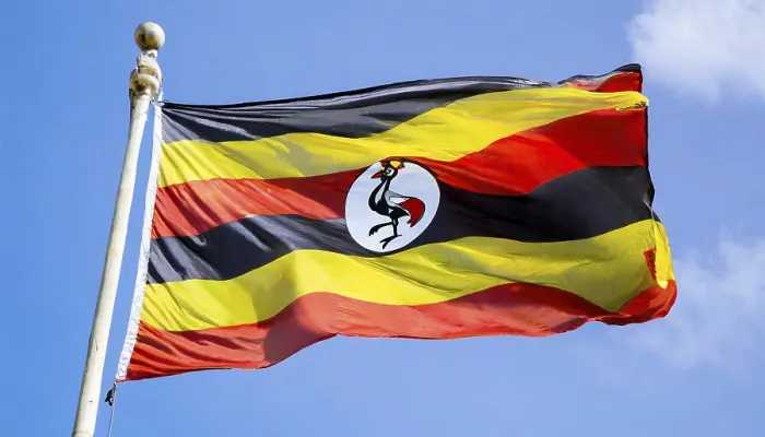 Gerahmter Druck : Fahnen, die nationale Flagge Ugandas. Gerahmter Druck : Fahnen, die nationale Flagge Ugandas.