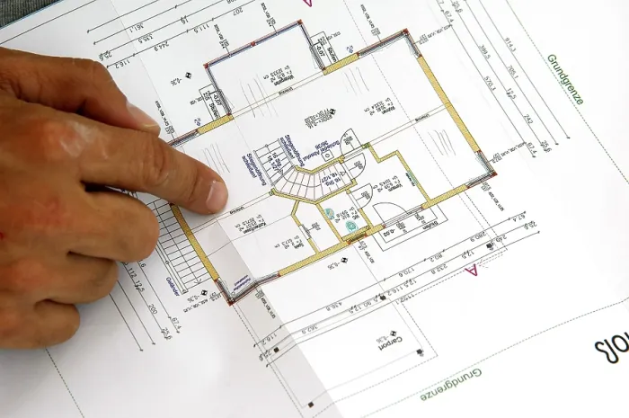 Gerahmter Druck : Pläne des Erdgeschosses eines Hauses Gerahmter Druck : Pläne des Erdgeschosses eines Hauses