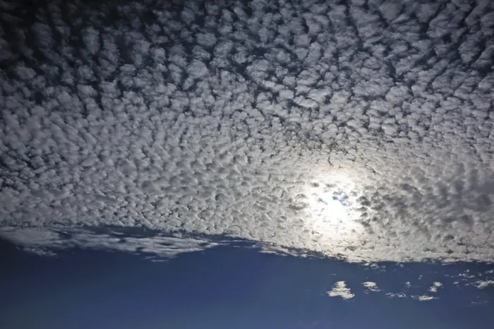Gerahmter Druck : Wolkenhaufen oder Cirrocumuluswolken. Gerahmter Druck : Wolkenhaufen oder Cirrocumuluswolken.