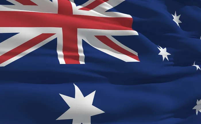 Gerahmter Druck : Flatternder australischer Flaggenbanner im Wind. Gerahmter Druck : Flatternder australischer Flaggenbanner im Wind.