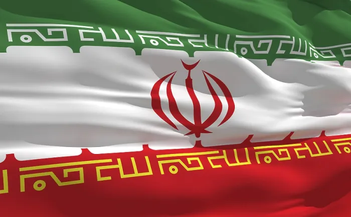 Gerahmter Druck : Flatternder iranischer Flaggen auf dem Wind. Gerahmter Druck : Flatternder iranischer Flaggen auf dem Wind.