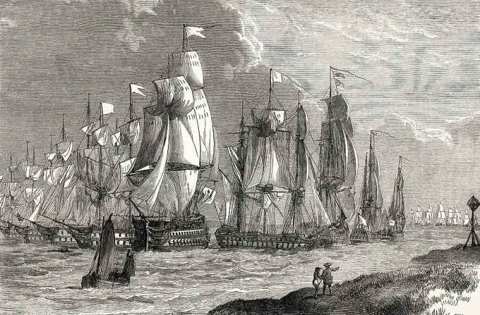 Gerahmter Druck : Die französische Marine vor Granada Gerahmter Druck : Die französische Marine vor Granada