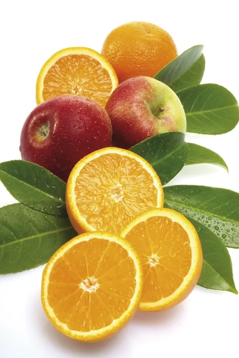 Gerahmter Druck : Frische Äpfel und Orangen. Gerahmter Druck : Frische Äpfel und Orangen.