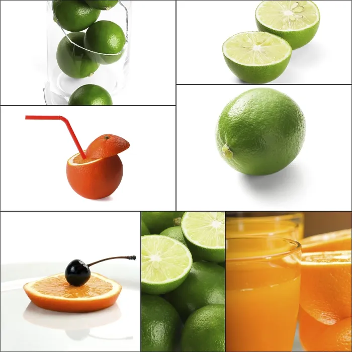 Gerahmter Druck : Frische Zitrusfrüchte Collage-Komposition in einem Quadratrahmen. Gerahmter Druck : Frische Zitrusfrüchte Collage-Komposition in einem Quadratrahmen.