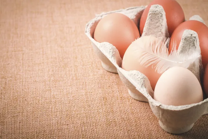 Gerahmter Druck : Frische Eier, in Kartonbehältern. Gerahmter Druck : Frische Eier, in Kartonbehältern.