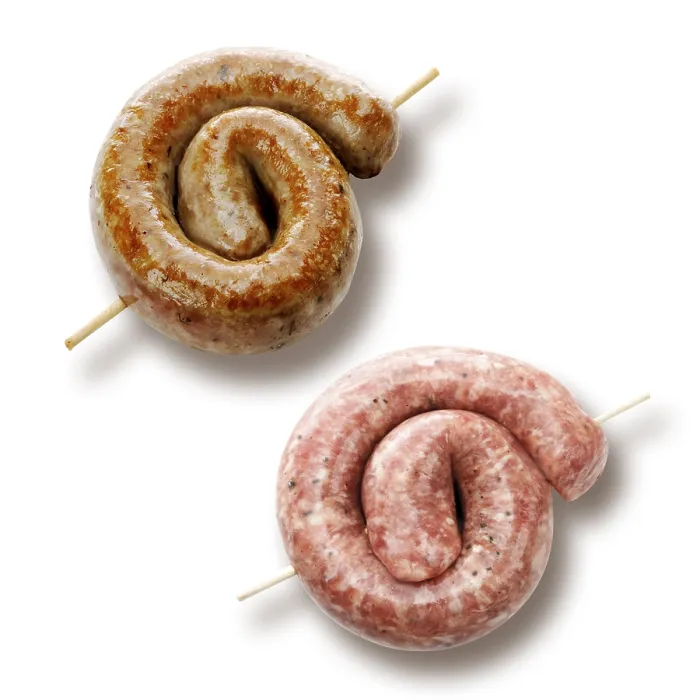 Gerahmter Druck : Gekochte Bratwurst, gerollt. Gerahmter Druck : Gekochte Bratwurst, gerollt.