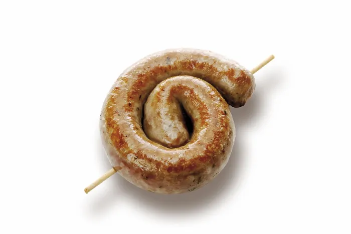 Gerahmter Druck : Gekochte Bratwurst, gerollt.
