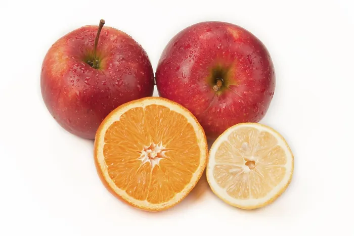 Gerahmter Druck : Obst, Äpfel, Orange, Zitrone Gerahmter Druck : Obst, Äpfel, Orange, Zitrone