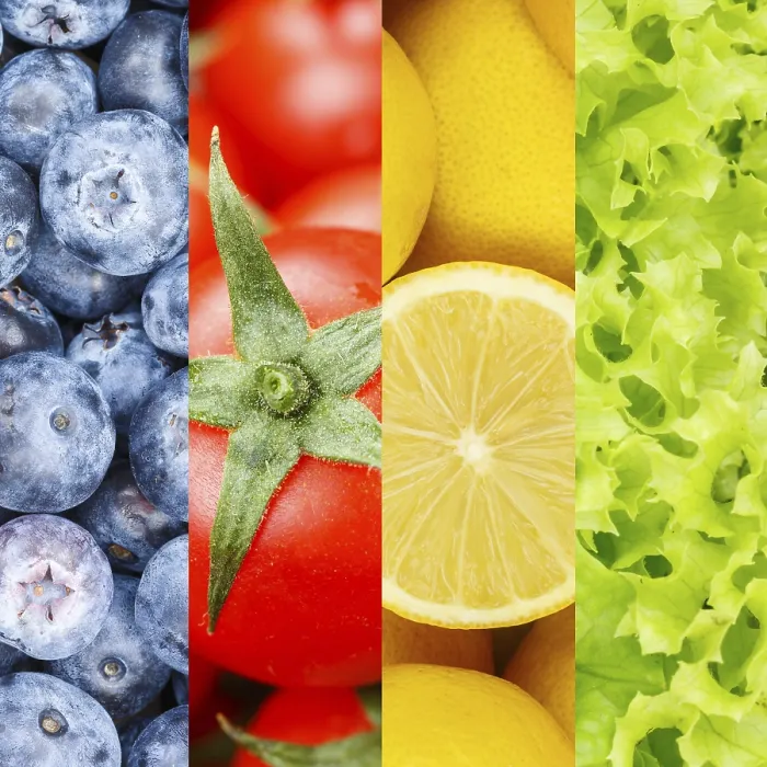 Gerahmter Druck : Frische Früchte und Gemüse Collage Sammlung Hintergrund mit Beeren Quadrat. Gerahmter Druck : Frische Früchte und Gemüse Collage Sammlung Hintergrund mit Beeren Quadrat.