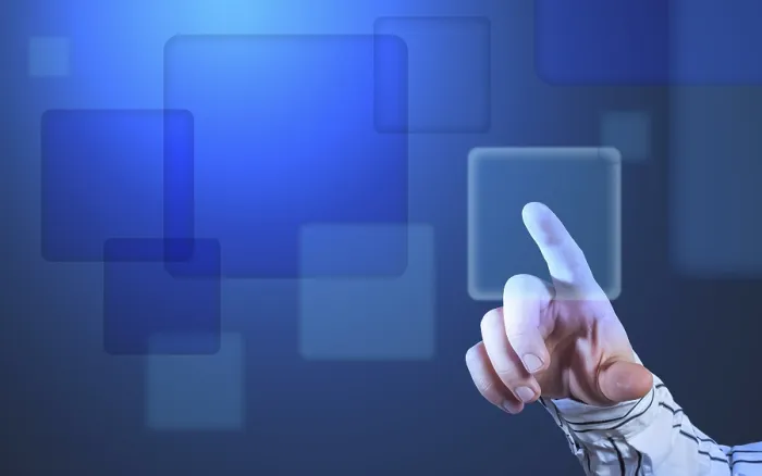 Gerahmter Druck : Futuristisches Touchscreen-Display mit Streaming-Bild. Gerahmter Druck : Futuristisches Touchscreen-Display mit Streaming-Bild.
