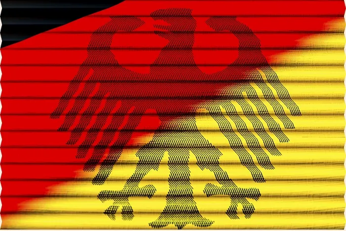 Gerahmter Druck : Deutsche Flagge mit Adler. Gerahmter Druck : Deutsche Flagge mit Adler.